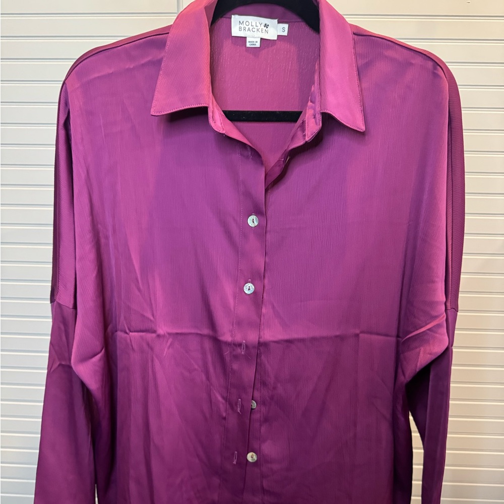 Molly Bracken Fuchsia Button-Up Blouse